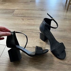 Alexander Wang Black / Rose Gold Abby Leather Sandals